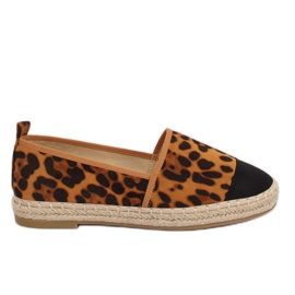 Alpargatas femininas 888-15 Leopard preto castanho multicolorido