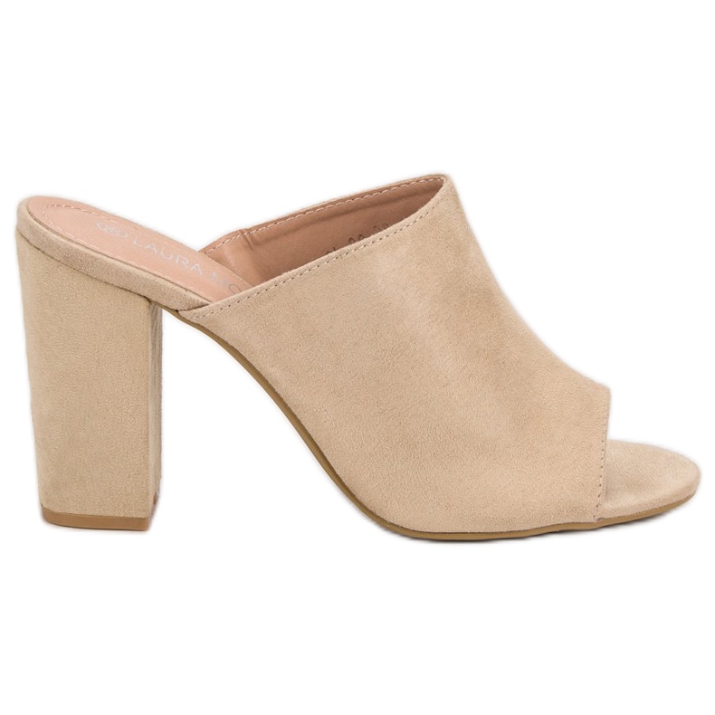 Laura Mode Chinelos de camurça em um bar castanho