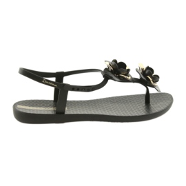 Sapatos femininos sandálias Ipanema com flores 82662 preto amarelo
