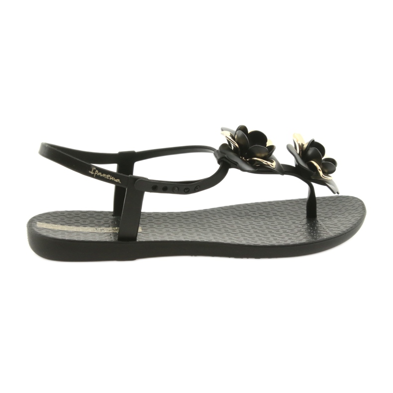 Sapatos femininos sandálias Ipanema com flores 82662 preto amarelo