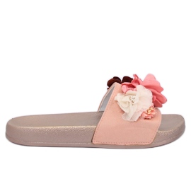 Chinelos de champanhe rosa BG19 com flores