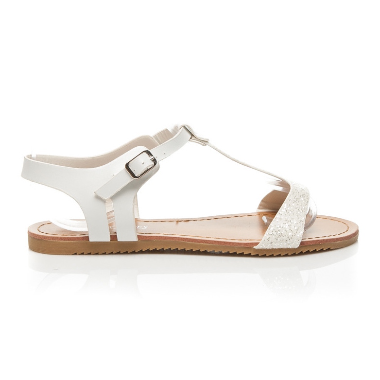 L. Lux. Shoes Sandálias brilhantes branco