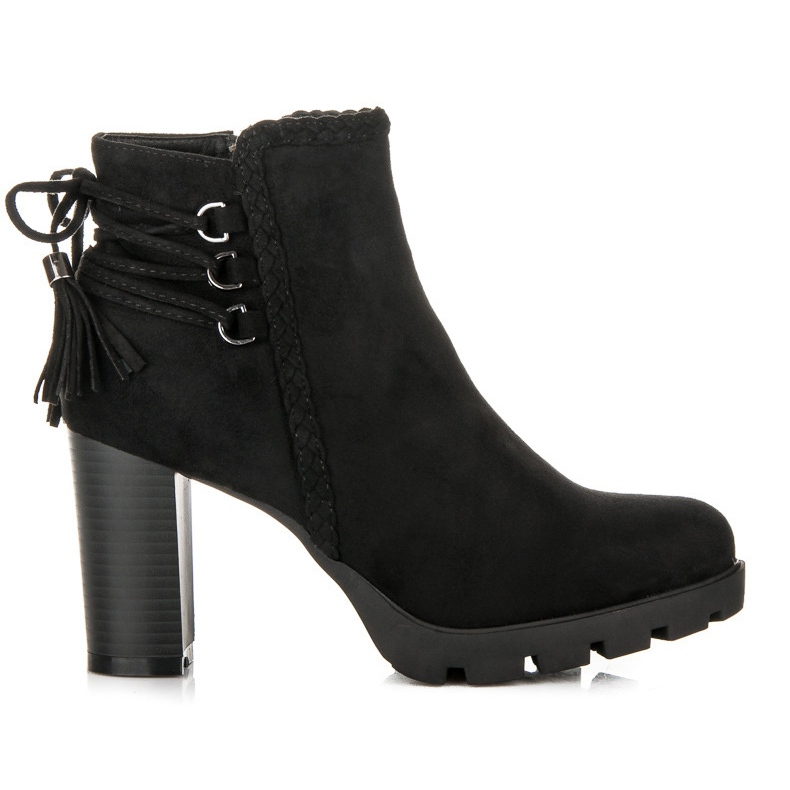 Super Me Botinhas de camurça com franjas preto Super Me Botinhas de camurça com franjas preto