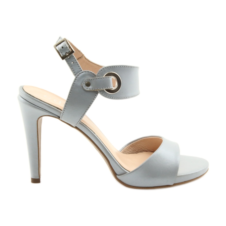 Sandálias de couro em um alfinete Edeo 3208 cinza