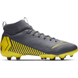 Sapatos de futebol Nike Mercurial Superfly 6 Academia Mg Jr AH7337-070 cinza cinza / prata
