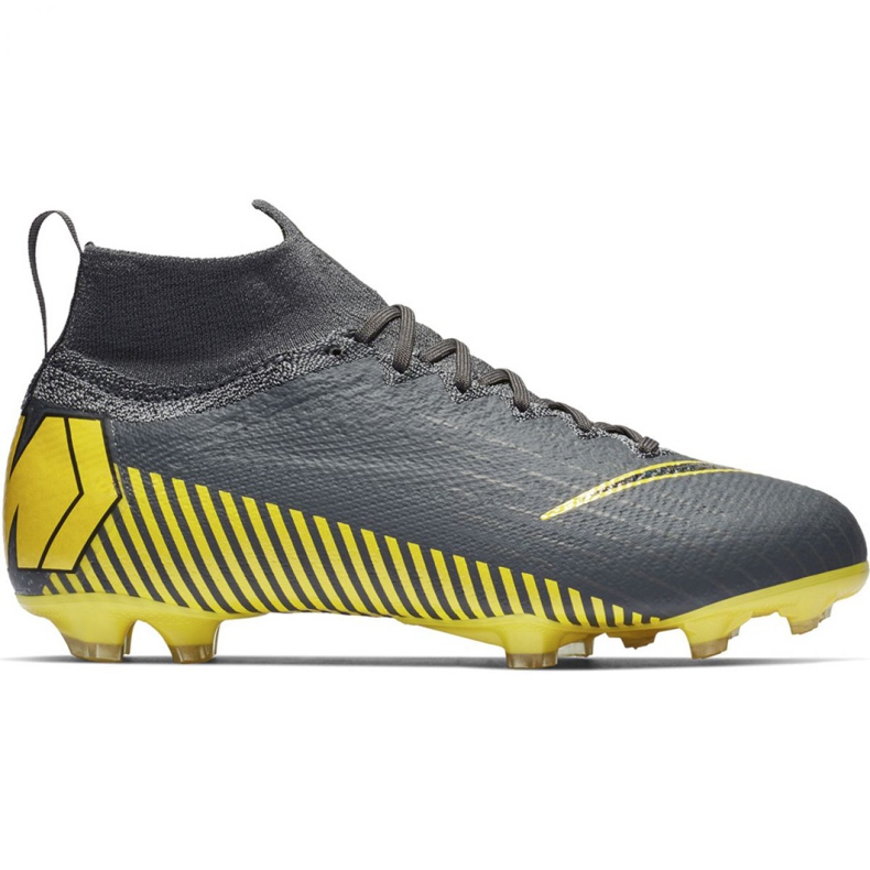 Chuteiras Nike Mercurial Superfly 6 Elite Fg Jr AH7340-070 preto cinza Chuteiras Nike Mercurial Superfly 6 Elite Fg Jr AH7340-070 preto cinza