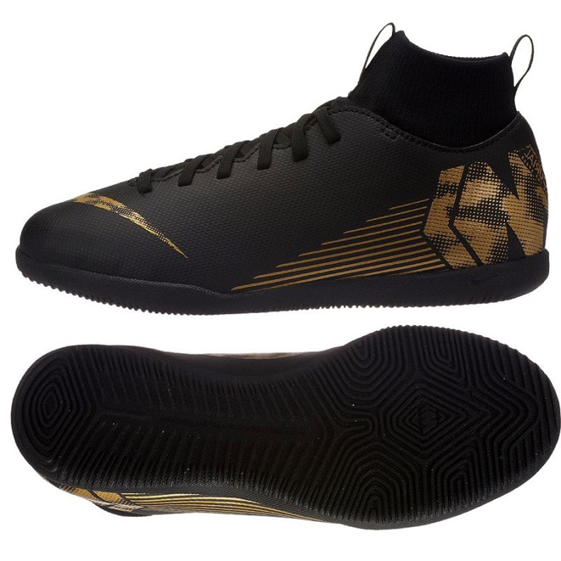 Sapatos de interior Nike Mercurial SuperflyX 6 Club Ic Jr AH7346-077 preto preto