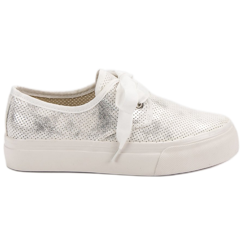 Kylie Tênis amarrados com uma fita branco cinza