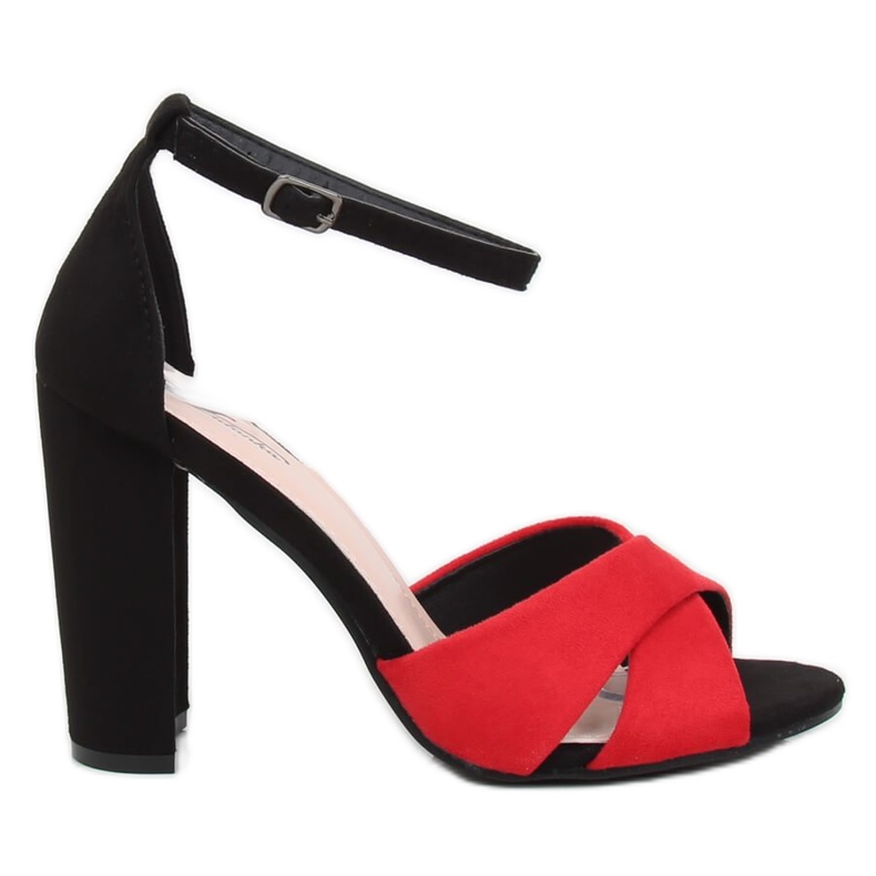 Sandálias no poste vermelho e preto 369-34 Vermelho