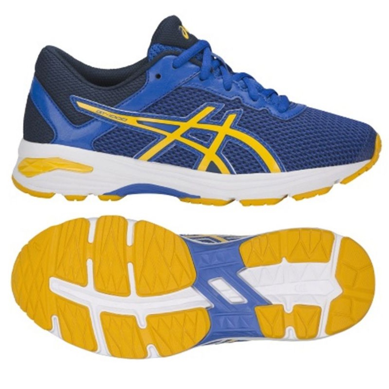 Tênis de corrida Asics Gt 1000 6 Gs W C740N-4504 azul amarelo azul marinho
