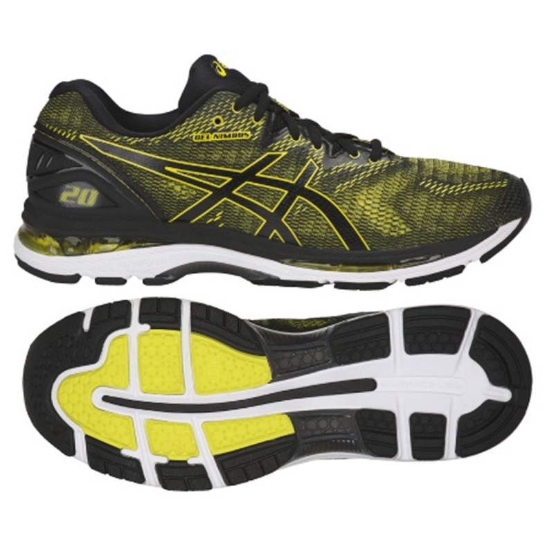 Asics Tênis de corrida Ascis Gel Nimbus 20 M T800N-8990 preto amarelo