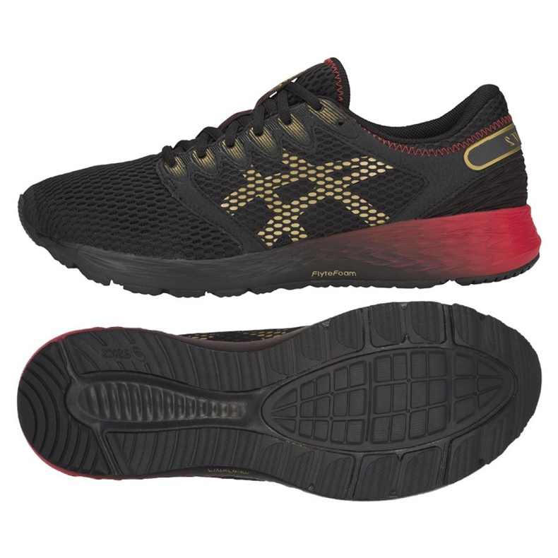 Tênis de corrida Asics RoadHawk Ff M 1011A590-001 preto vermelho amarelo