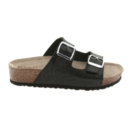 Chinelos femininos pretos Inblu NM013 pretos com partículas de prata Chinelos femininos pretos Inblu NM013 pretos com partículas de prata