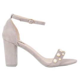 Sandálias no poste com pérolas cinza GH1519 Gray Sandálias no poste com pérolas cinza GH1519 Gray