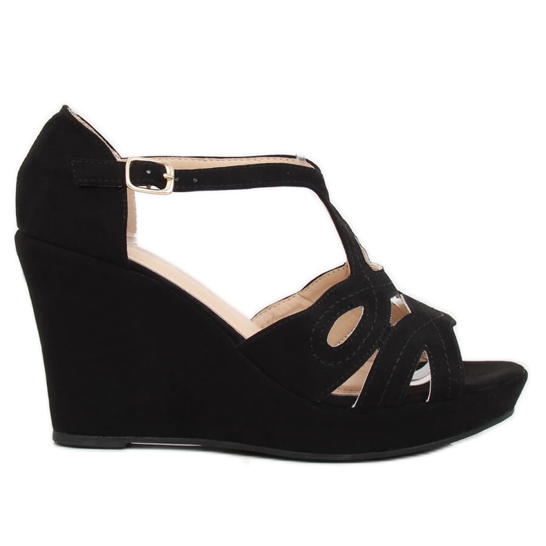 Sandálias Pretas em Cunha Preta LM-002 Preta preto