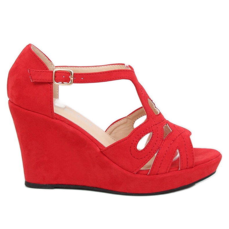 Sandálias de cunha vermelha LM-002 Vermelho