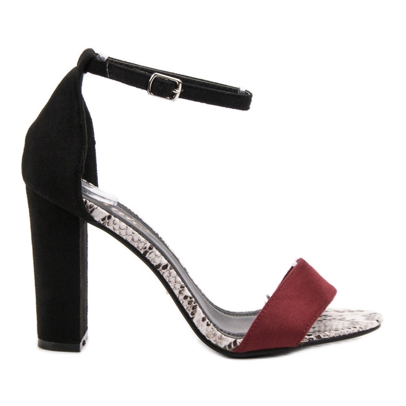 Danic Sandálias de salto alto preto vermelho