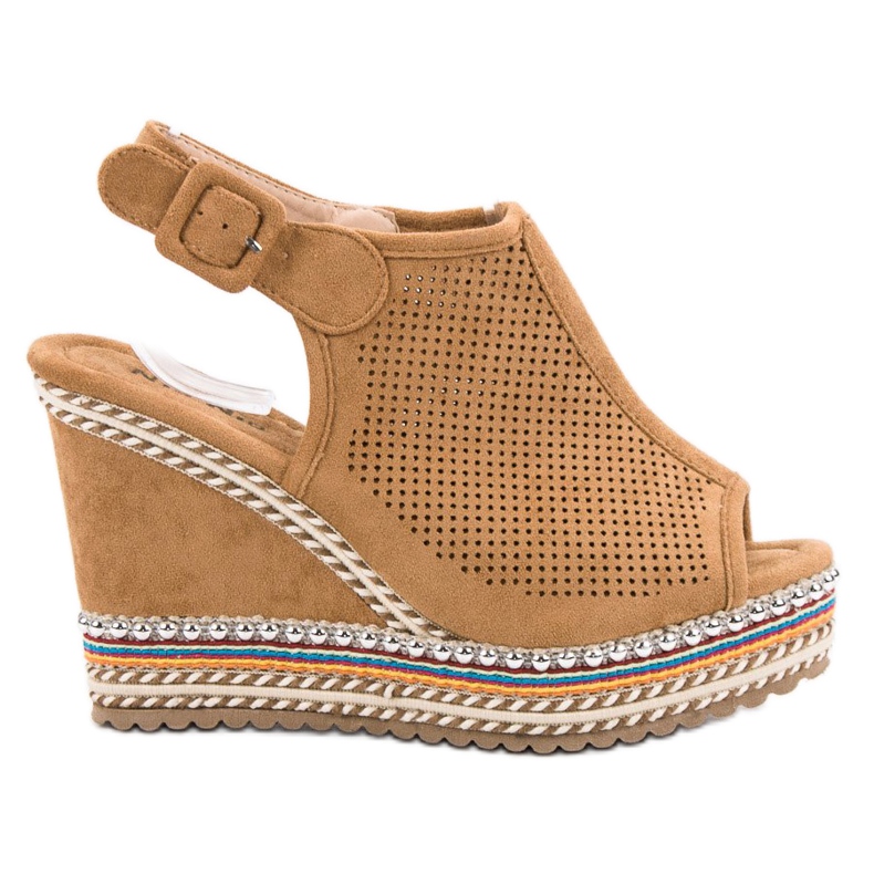 Nio Nio Sandálias de cunha embutidas castanho