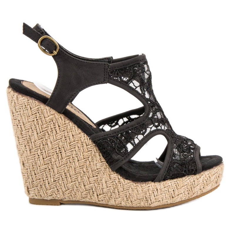 Corina Sandálias Lace Wedge preto