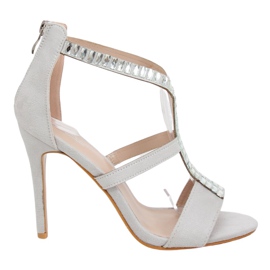 Sandálias cinza em salto alto B-60 Gray