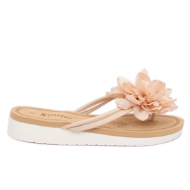 Chinelos com flor bege CK103 Bege Chinelos com flor bege CK103 Bege