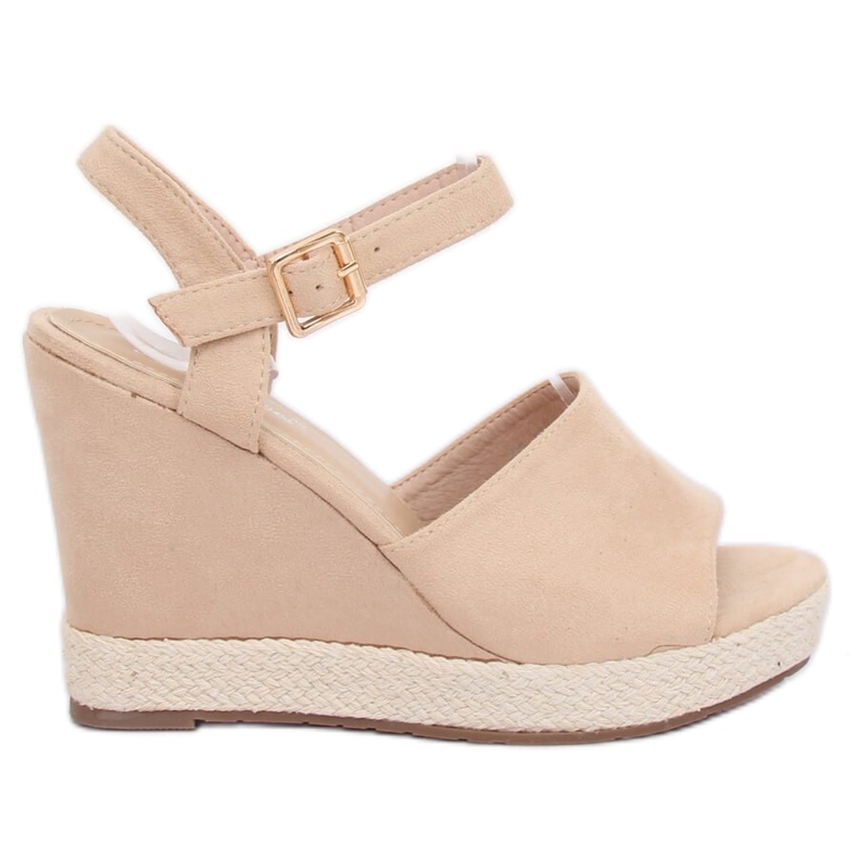 Sandálias bege com salto em cunha FD-5M14 Beige