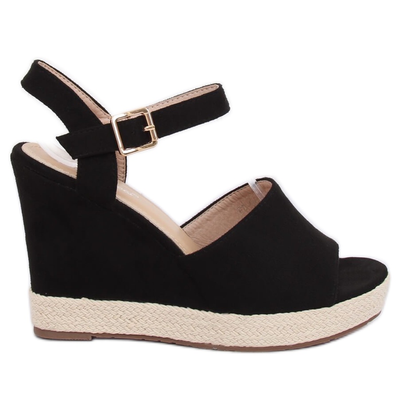 Sandálias pretas em uma cunha preta FD-5M14 preta preto