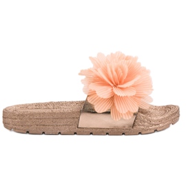 Seastar Chinelos laranja com flores amarelo