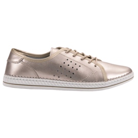 Kylie Sapatos de couro com atacadores dourado