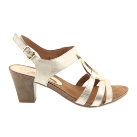 Sandálias femininas Caprice com enfeite 28308 oval dourado