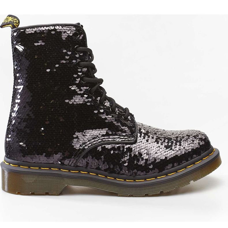 Dr. Martens 1460 Lantejoulas de Paetês Prata Sequin Preto Reversível