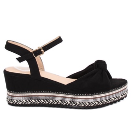 Sandálias pretas com salto em cunha B126 Preto Sandálias pretas com salto em cunha B126 Preto