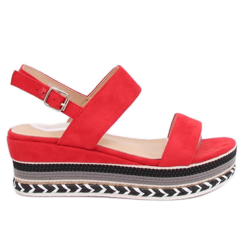 Sandálias de sola alta vermelhas 9073 Vermelho