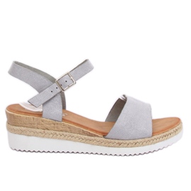 Sandálias cinza com salto baixo 7868-KL Gray
