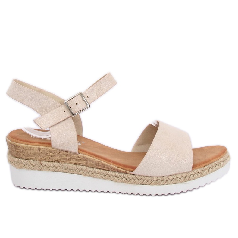 Sandálias bege com salto baixo 7868-KL Beige