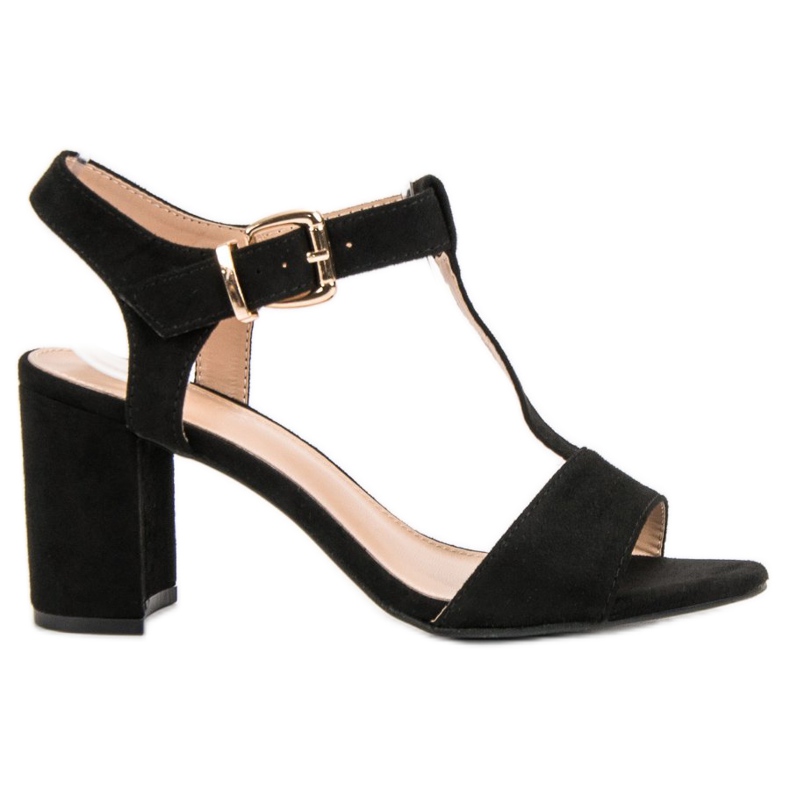 Anesia Paris Sandálias Pretas em Bar preto