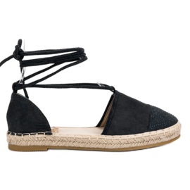 Seastar Alpercatas amarradas com cristais preto Seastar Alpercatas amarradas com cristais preto