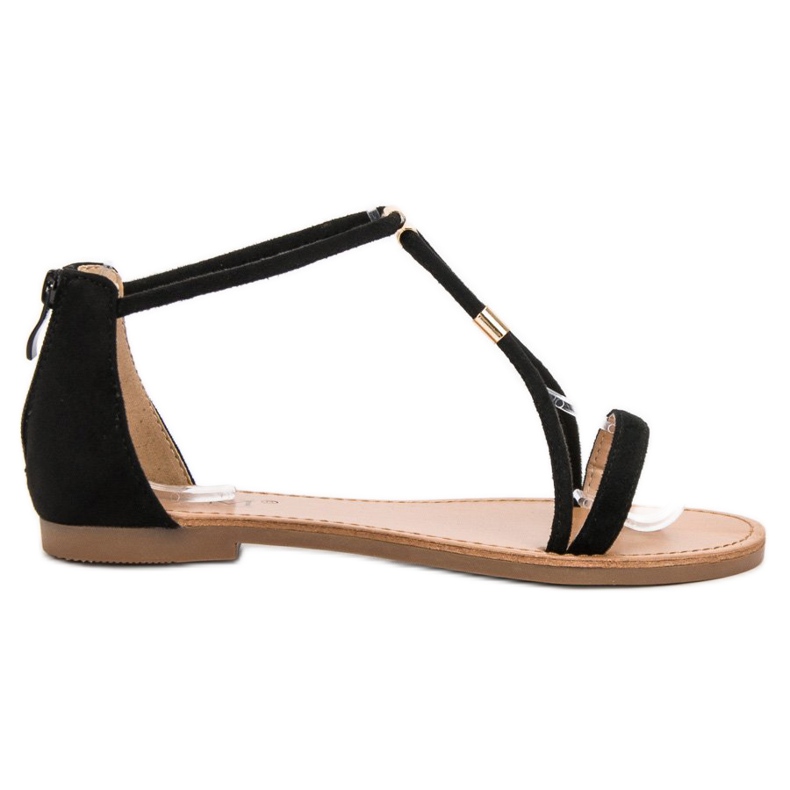 Cm Paris Sandálias de camurça plana preto
