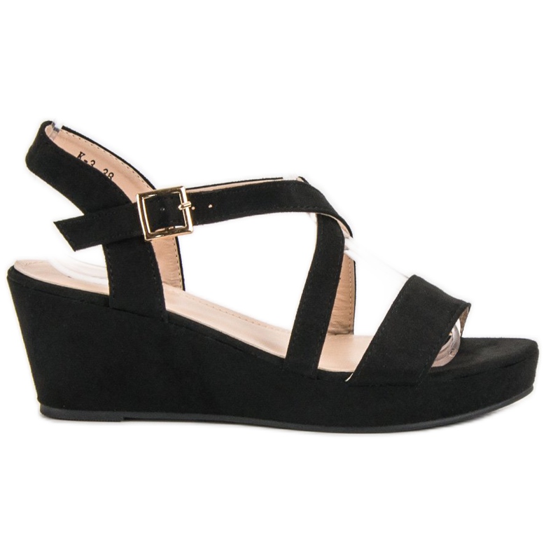 Sandálias de cunha de camurça preto