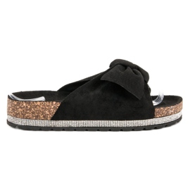 Anesia Paris Chinelos de camurça com cristais preto Anesia Paris Chinelos de camurça com cristais preto