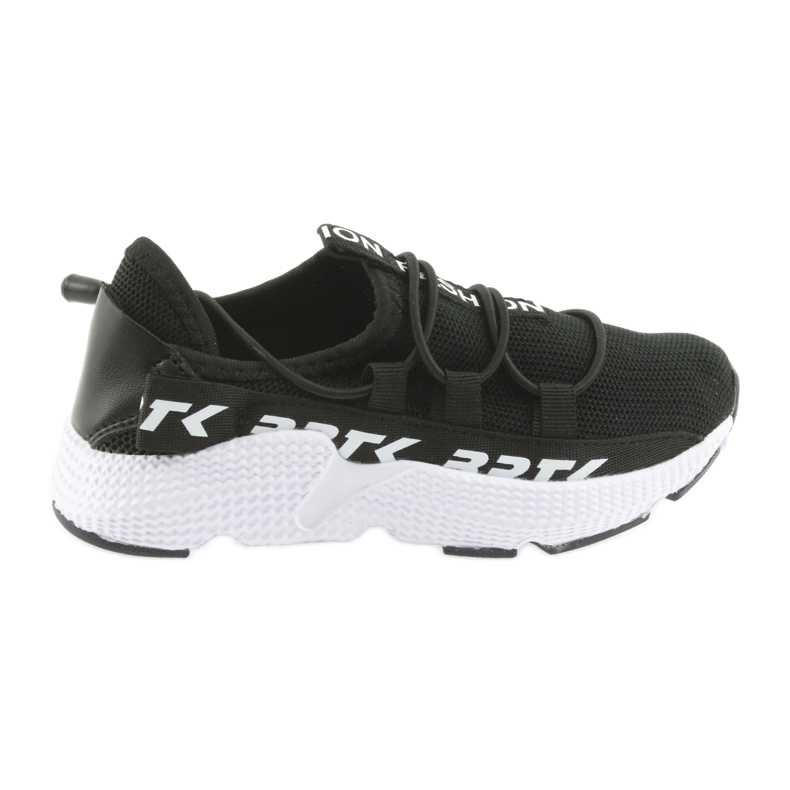 Sapatos esportivos pretos Bartek 55109 palmilha de couro branco