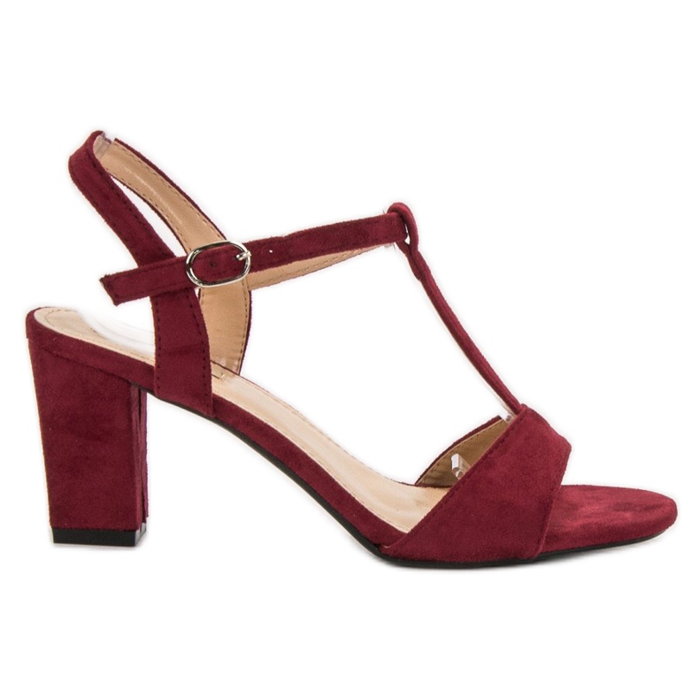Jumex Sandálias de camurça cor de vinho vermelho