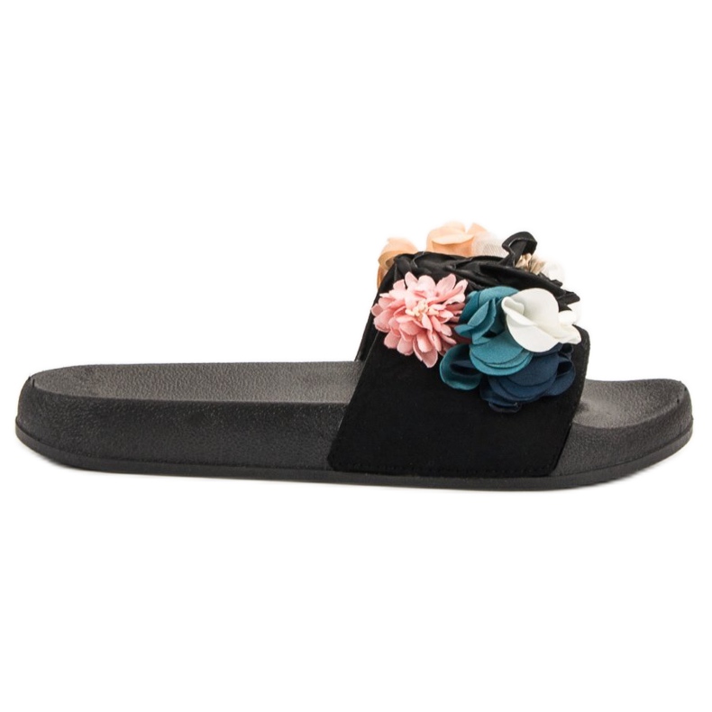 SHELOVET Chinelos pretos com flores SHELOVET Chinelos pretos com flores