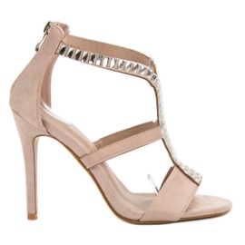 SHELOVET Sandálias sensuais de salto alto marrom