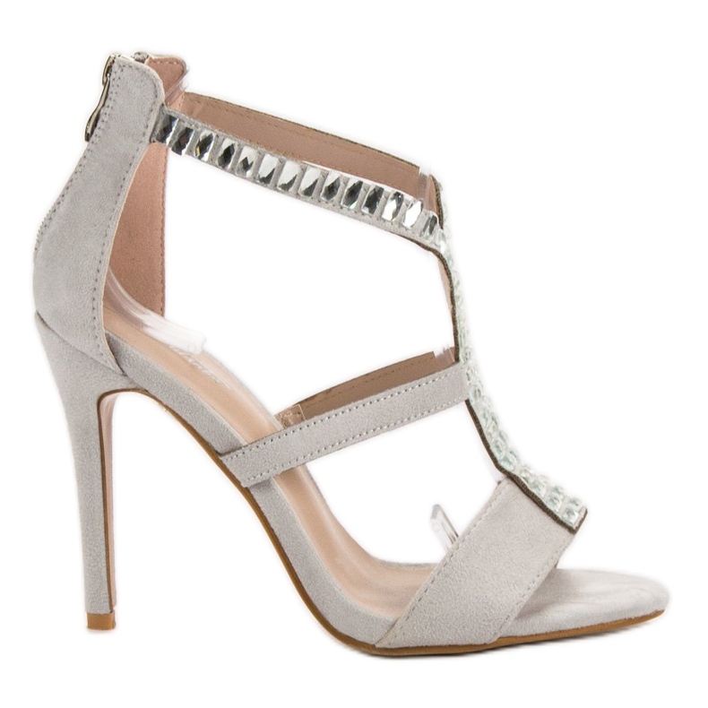 SHELOVET Sandálias sensuais de salto alto cinza