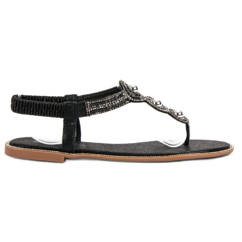 SHELOVET Sandálias Pretas com Ornamentos preto