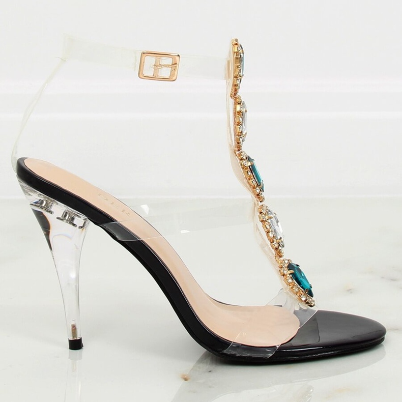 Sandálias pretas de salto alto KSL701 Preto