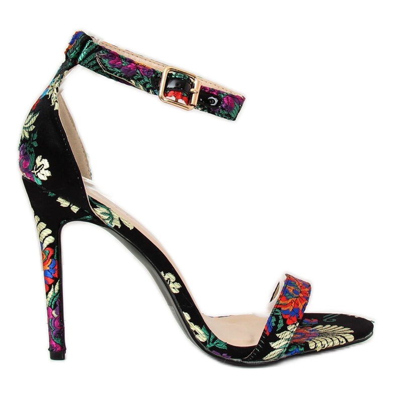 Sandálias pretas orientais KSL708 Preto multicolorido