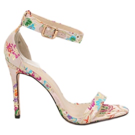 Sandálias bege oriental KSL708 Beige marrom multicolorido