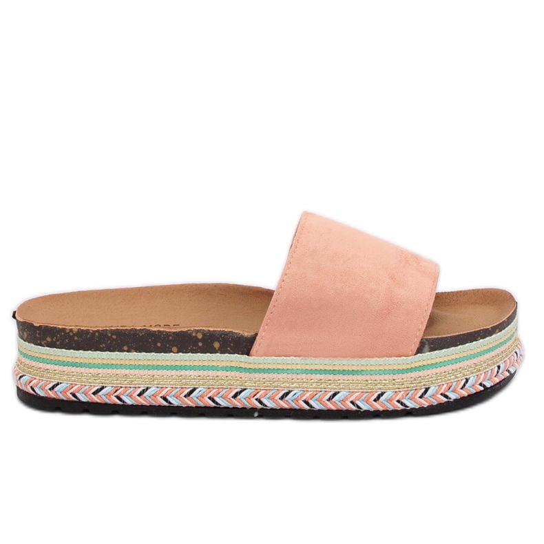 Chinelos de sola alta rosa LS-117 rosa